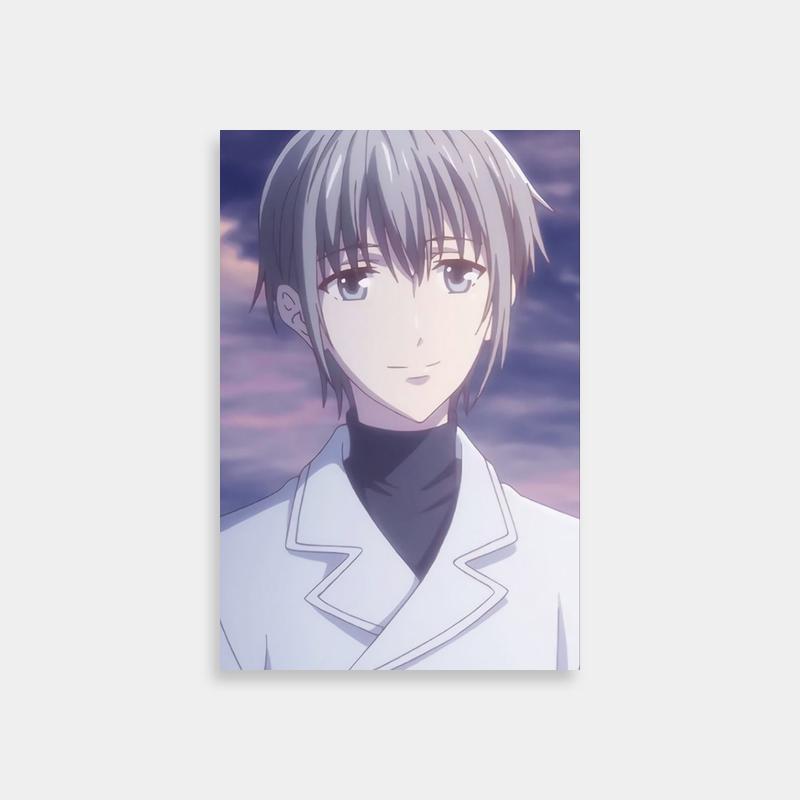 Yuki Sohma Fruits Basket Poster - White-Haired Anime Character Against Cloudy Sky