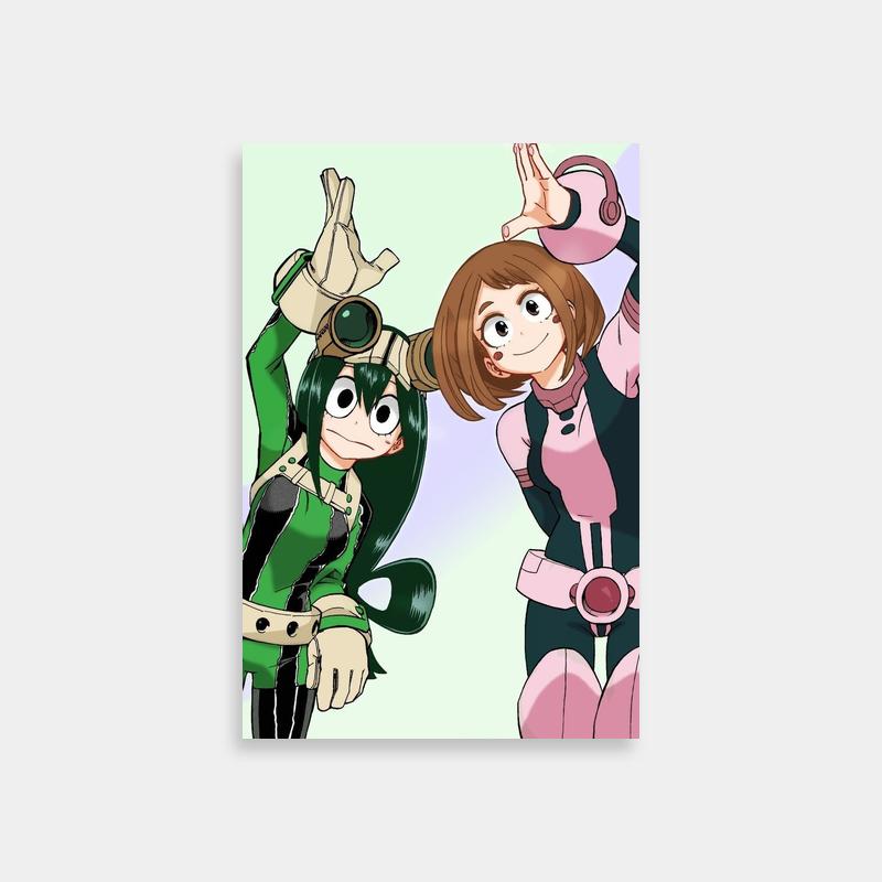 Tsuyu Asui My Hero Academia Poster - Two Characters with Hands Up