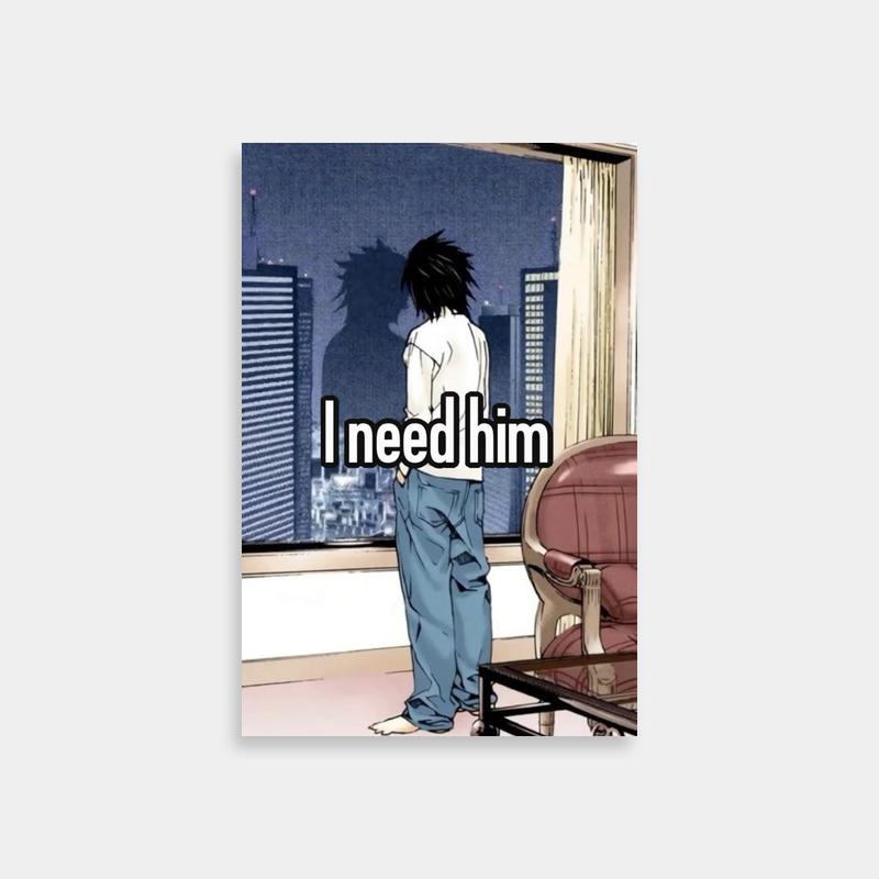 L Lawliet Death Note Art - Standing by Window with Emotional Quote