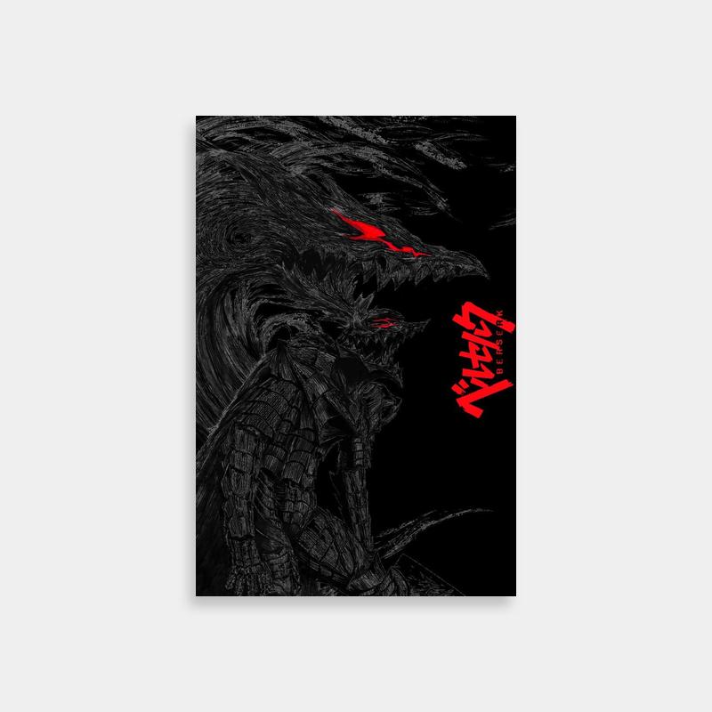 Guts Berserk Godzilla Style Poster - Black & Red Design