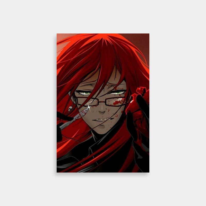 Grell Sutcliff Black Butler Knife-Wielding Anime Poster