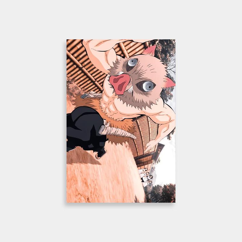 Inosuke Kamado Demon Slayer Cat Anime Poster - Playful Upside-Down Cat