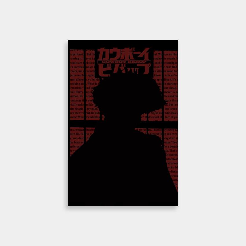 Spike Spiegel Cowboy Bebop Poster - Silhouette with Japanese Characters