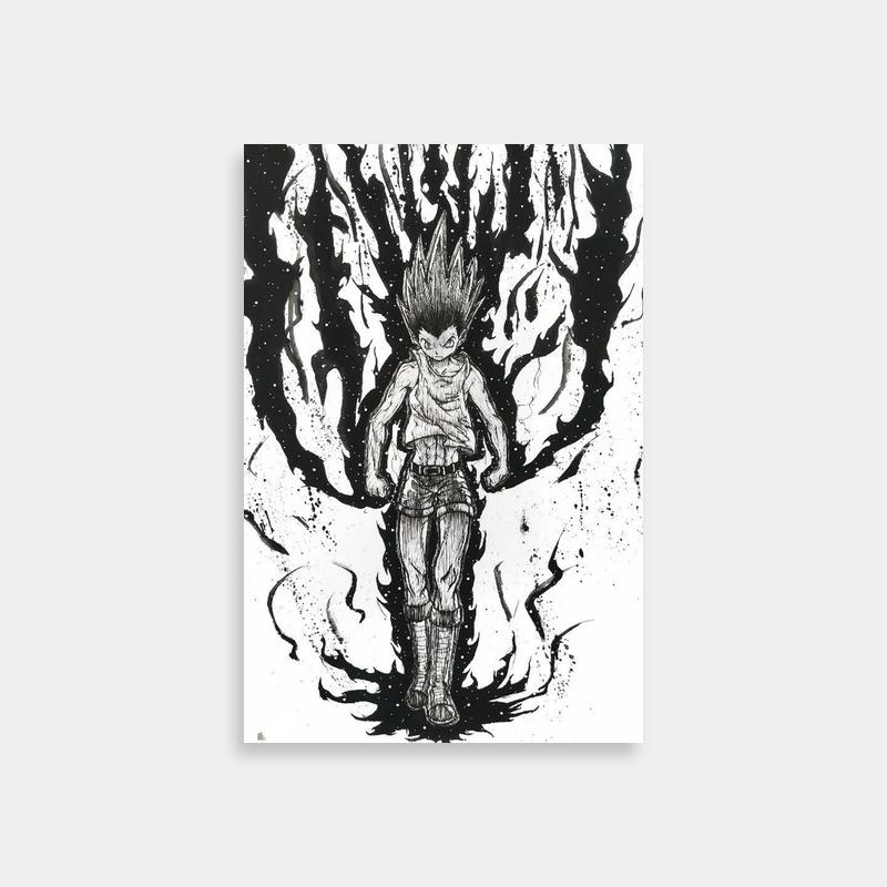 Gon Freecss Hunter x Hunter Black & White Art Print