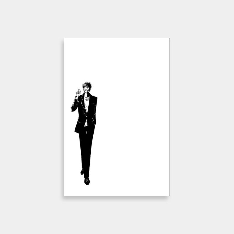 Ren Honjo Black & White Poster - Man in Suit Walking Away