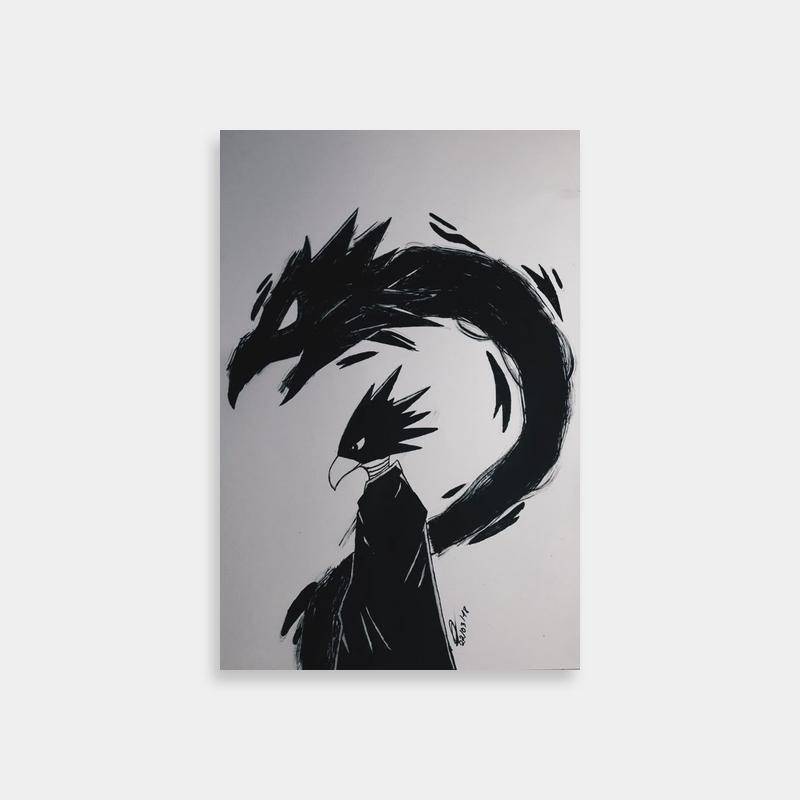 Fumikage Tokoyami Dragon-Themed Anime Art Poster