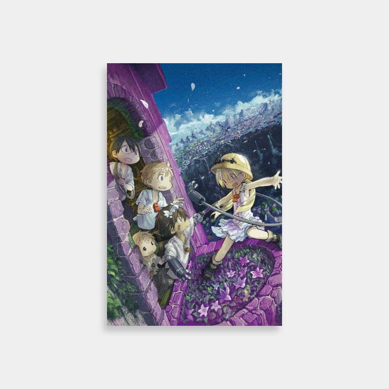 Made in Abyss Anime Scene - Children on Purple Wall