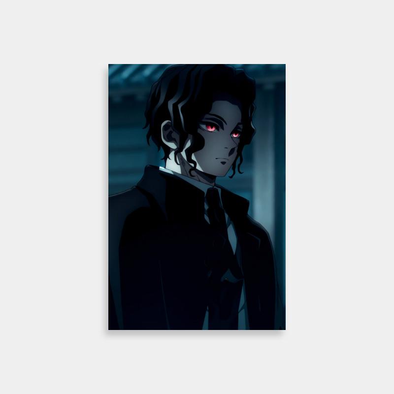 Muzan Kibutsuji Demon Slayer Poster - Black Suit & City Backdrop