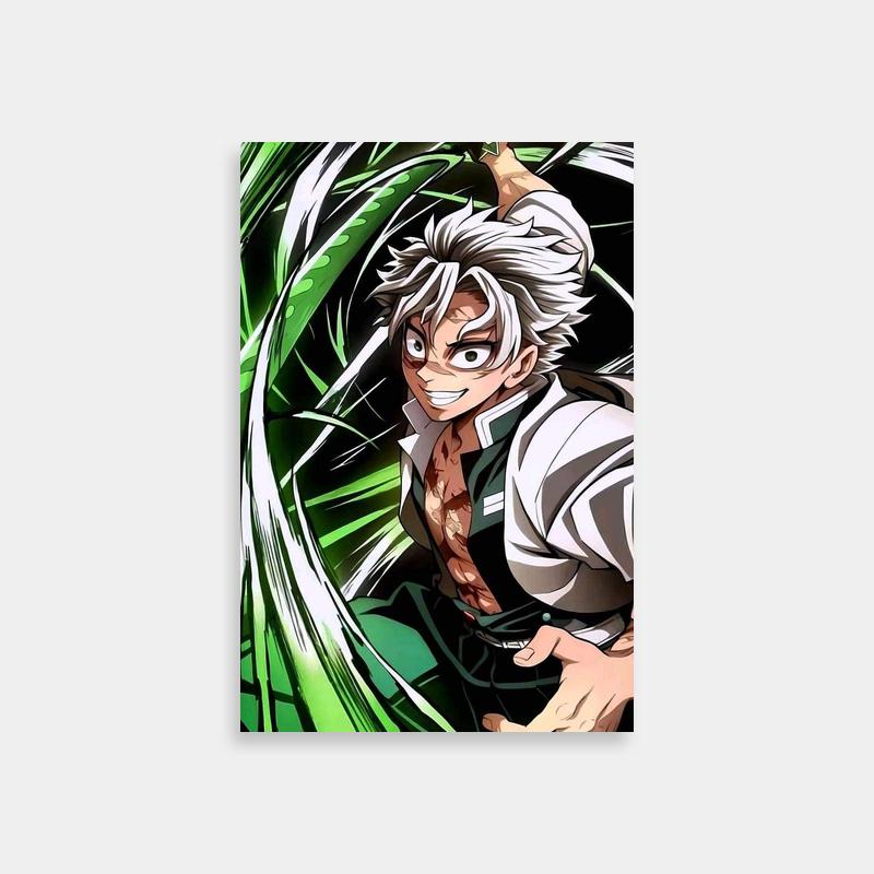 Sanemi Shinazugawa Demon Slayer Poster - White Hair & Green Eyes Anime Art