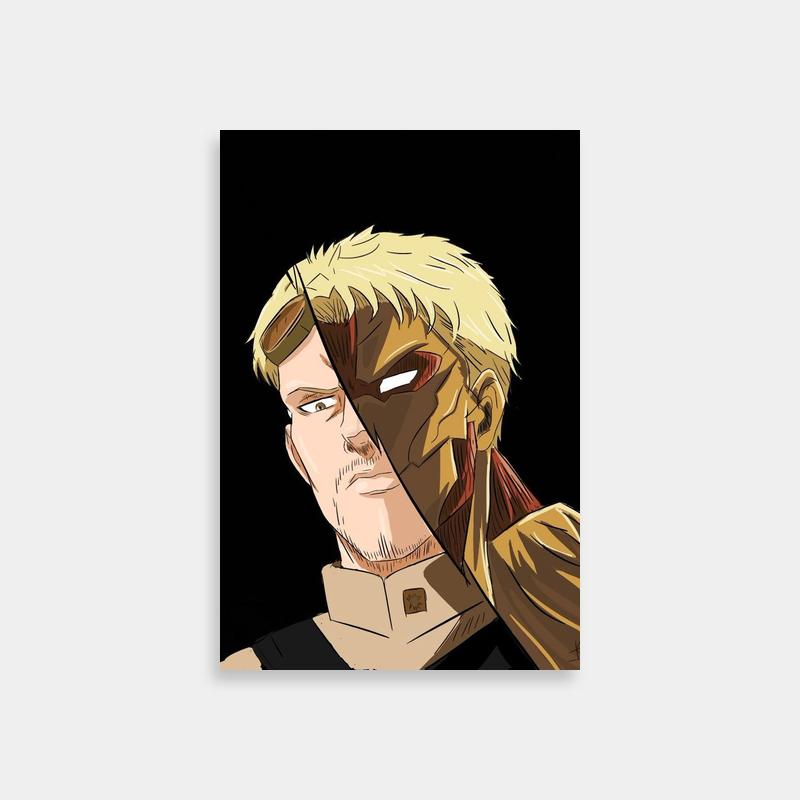 Reiner Braun Attack on Titan Blonde Hair Character Poster - Glasses and Intense Gaze