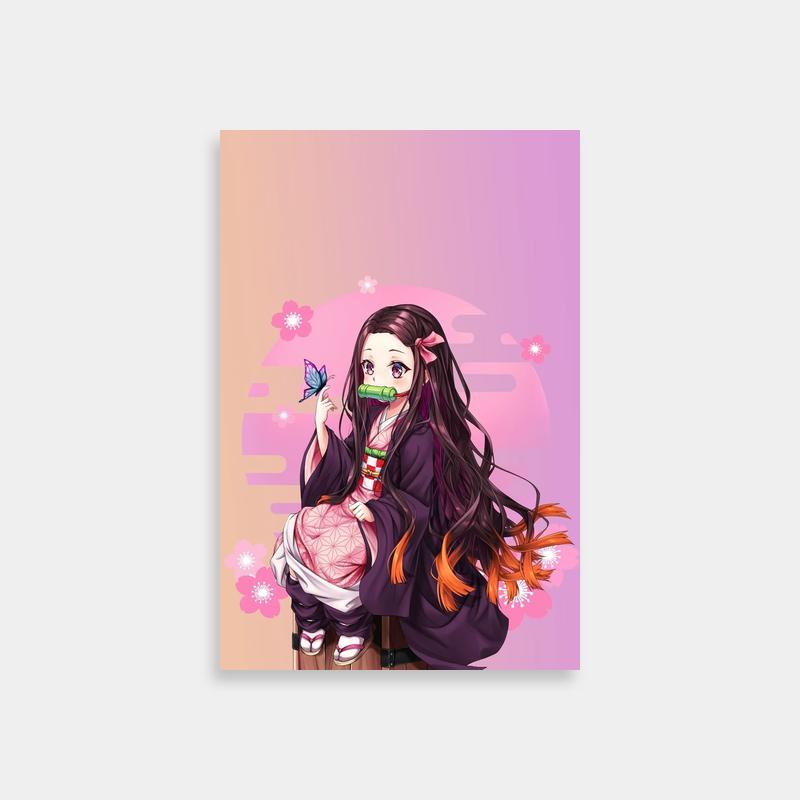 Nezuko Kamado Wooden Box Poster - Butterfly Aesthetic