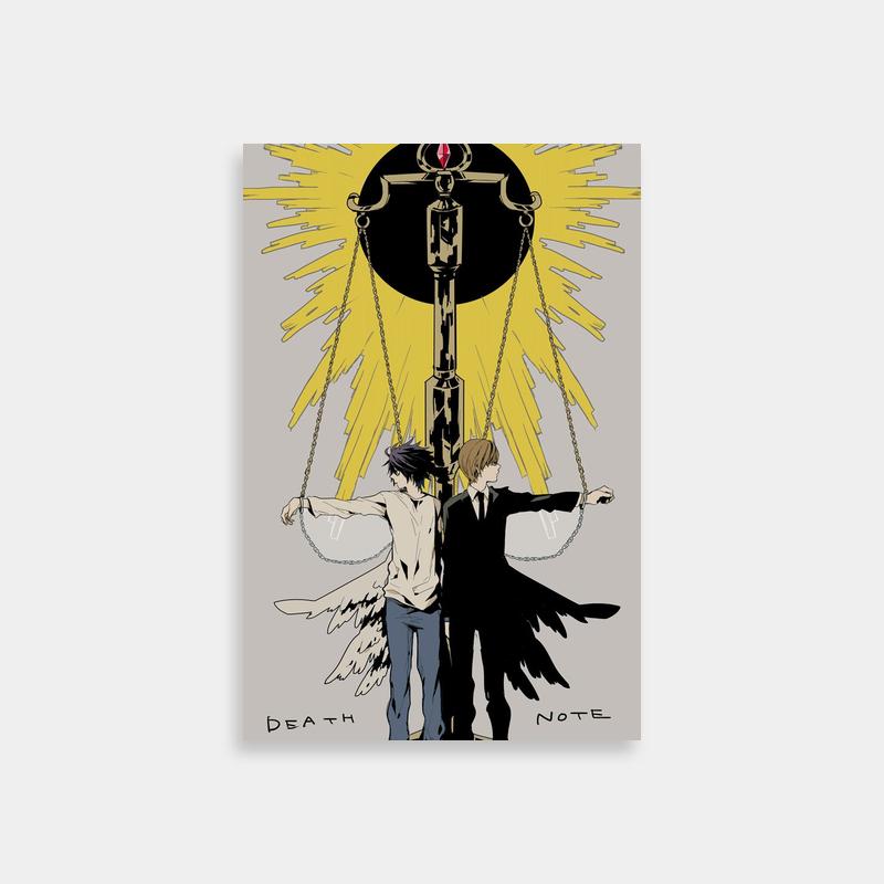 Light Yagami Death Note Poster - Two Figures with Clock Wings