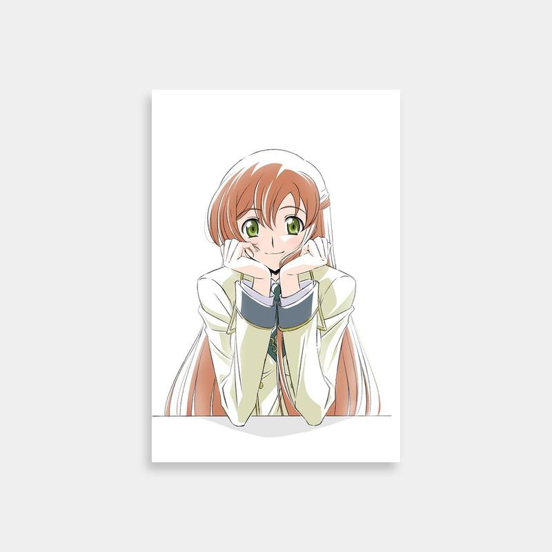 Shirley Fenette Code Geass Poster - Anime Character Sitting on White Background
