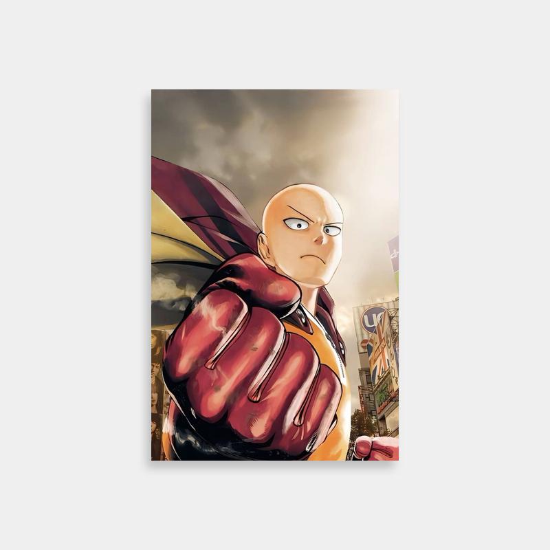 Saitama One Punch Man Poster - Yellow & Red Shirt Pointing Pose