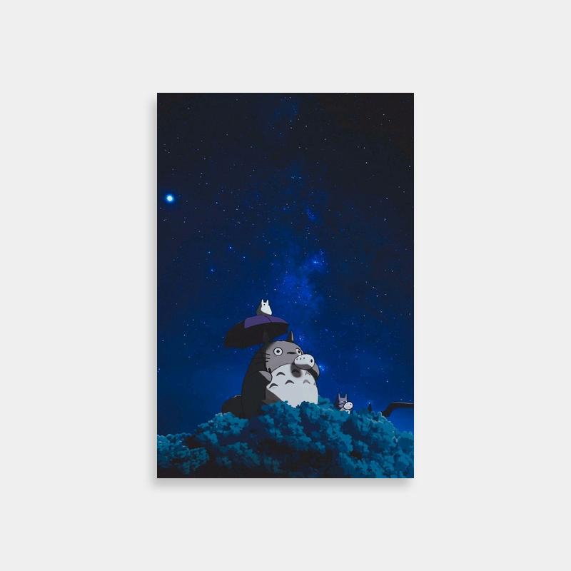 My Neighbor Totoro Catbus Wall Art - Cat Under Starry Sky