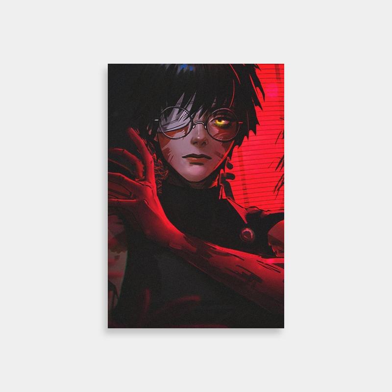 Mei Mei Jujutsu Kaisen Poster - Glasses-Wearing Character in Red Light