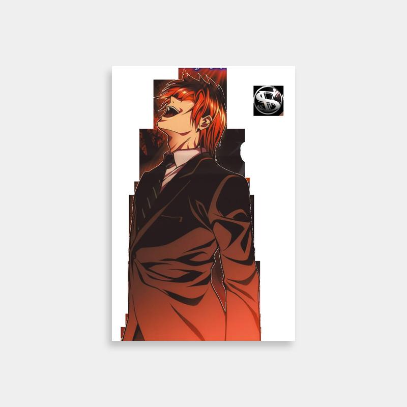 Light Yagami Death Note Art - Red-Haired Character on White Background
