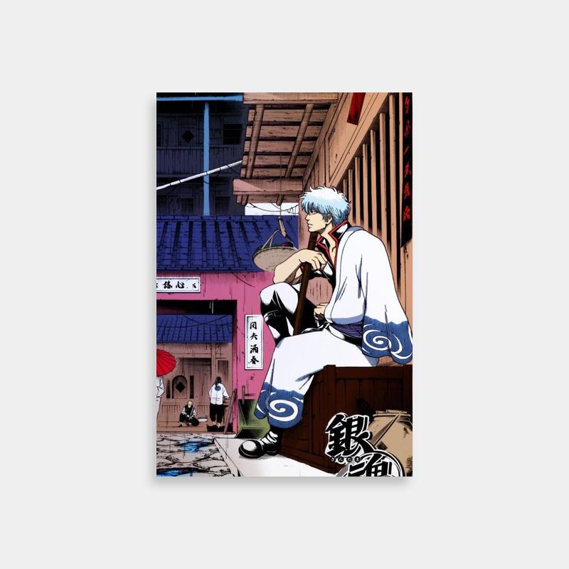 Gintoki Sakata Bench Poster - Gintama Scene Art