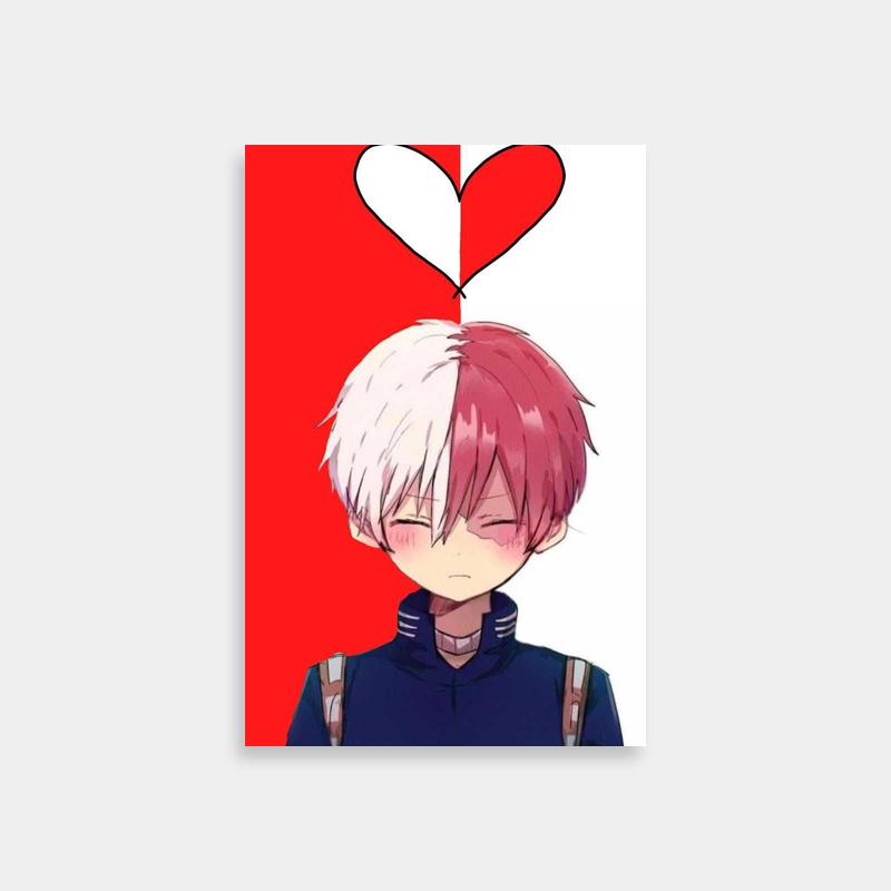 Shoto Todoroki My Hero Academia Poster - Pink Hair & Heart Motif