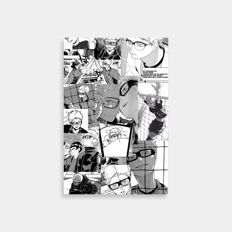 Kei Akira Anime Characters Black & White Poster