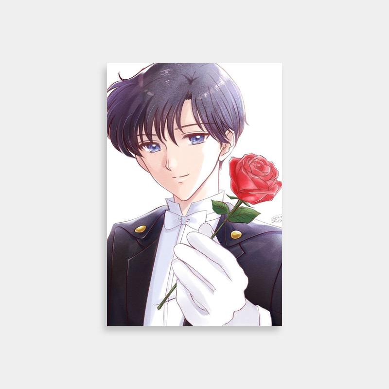 Mamoru Chiba Red Rose Anime Poster - Sailor Moon Gift
