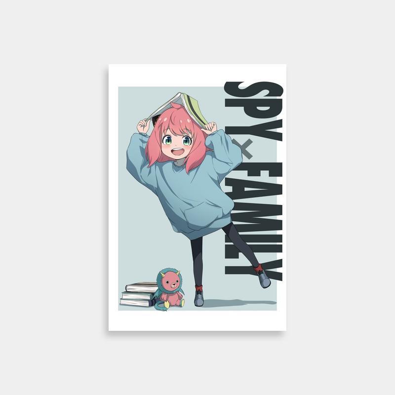 Anya Forger Spy x Family Poster - Pink Hair Anime Girl with Books