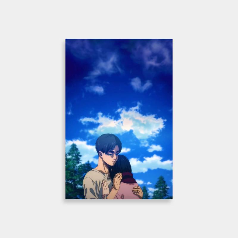 Attack on Titan Mikasa Ackerman & Eren Poster - Scenic Anime Wall Art
