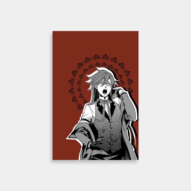Grell Sutcliff Black Butler Character Poster - Red Background Art