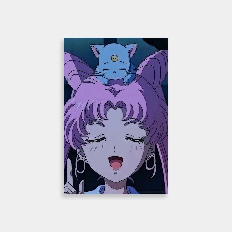 Chibiusa Pink Hair Cat Poster - Sailor Moon Decor
