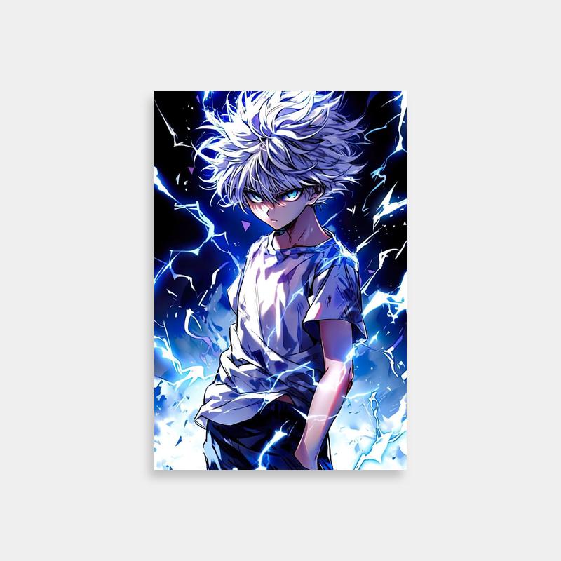 Killua Zoldyck Hunter x Hunter Poster - White Hair & Blue Eyes with Lightning