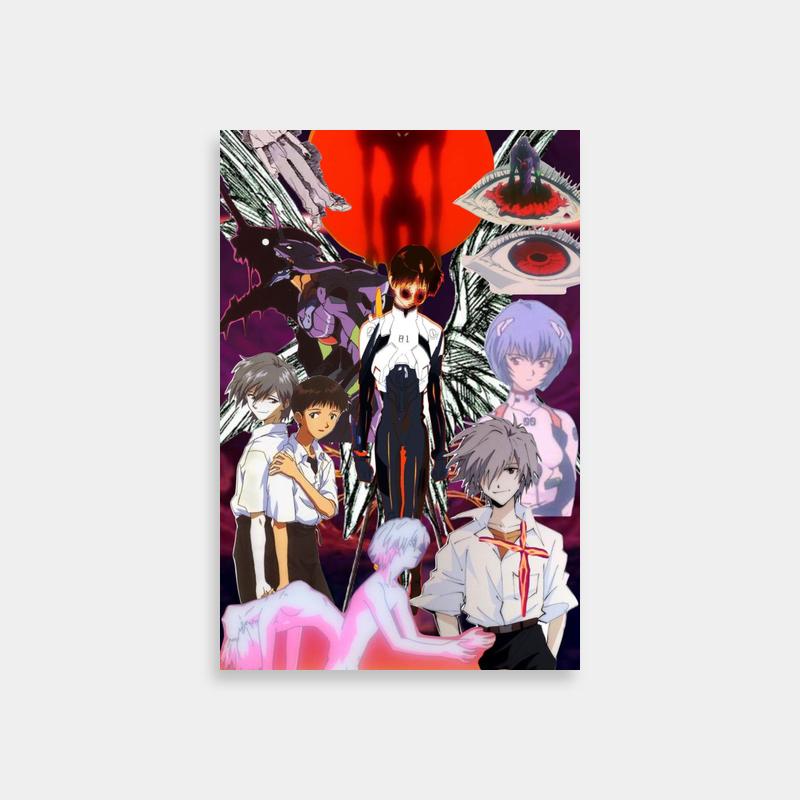 Gendo Ikari Group Scene Red Sun Poster - Evangelion Art