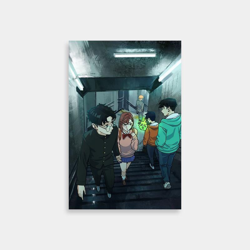 Ritsu Kageyama Mob Psycho 100 Staircase Scene Poster - Underground Tunnel Art