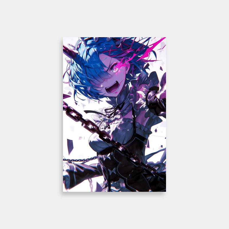 Rem Re:Zero Anime Poster - Blue Hair & Purple Eyes