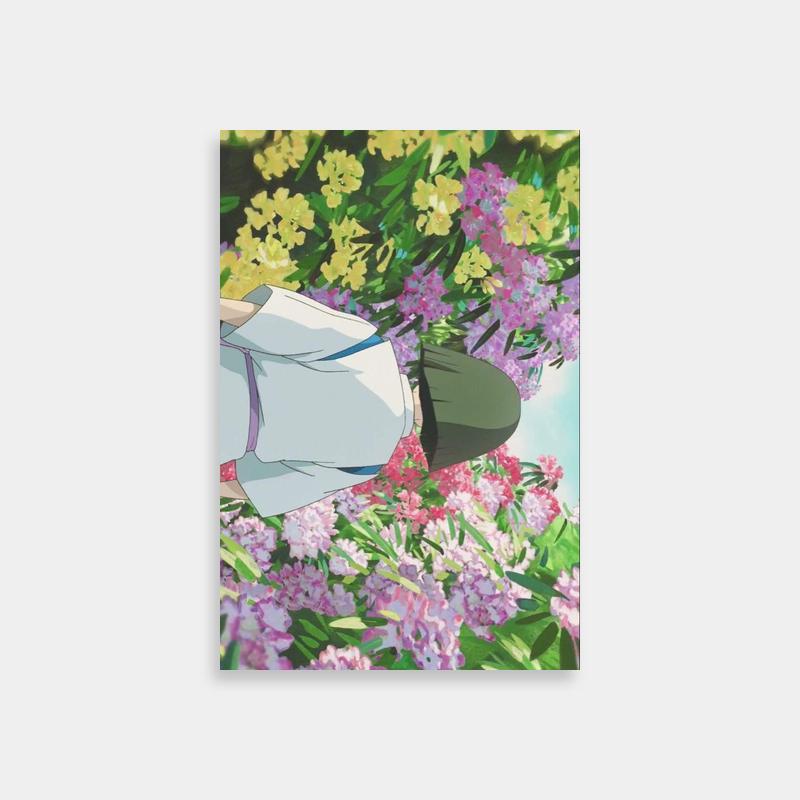 Haku in Flower Field Poster - Spirited Away Nature Scene Art