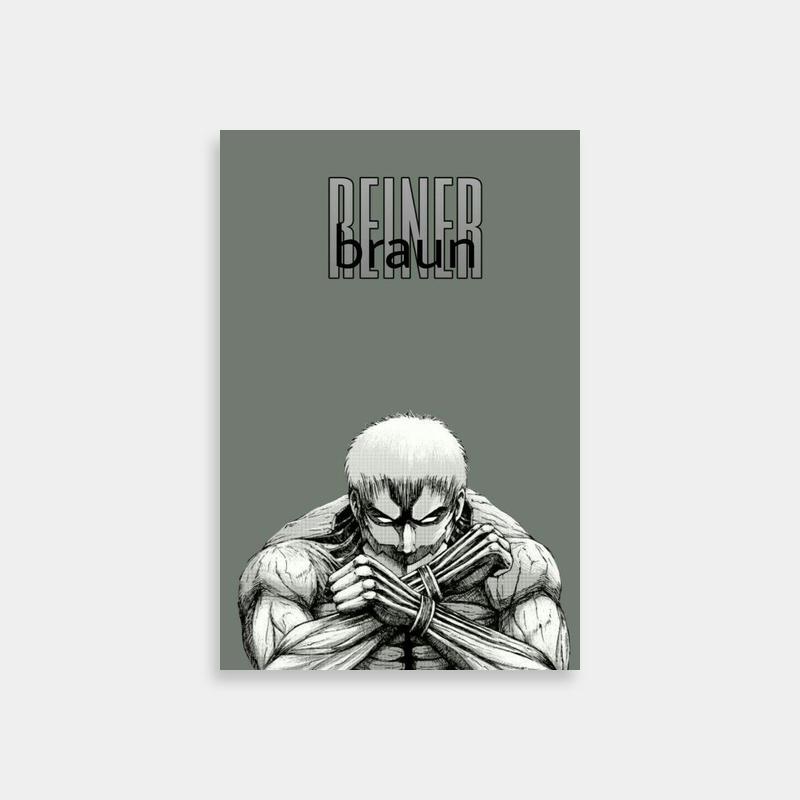 Reiner Braun Attack on Titan Bold Text Poster - Character with Arms Crossed