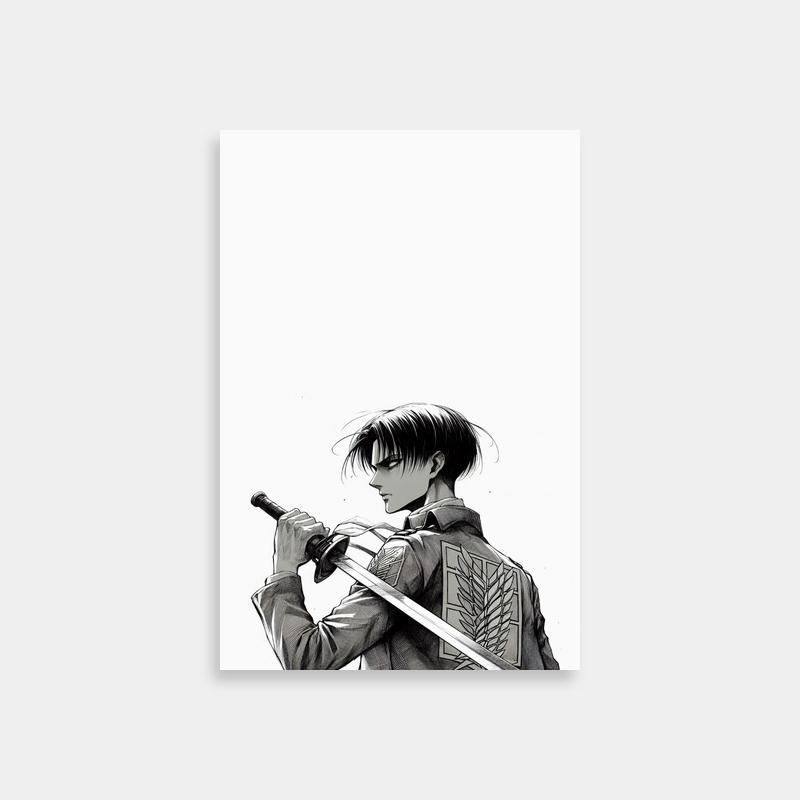 Levi Ackerman Looking Down with Swords Anime Art