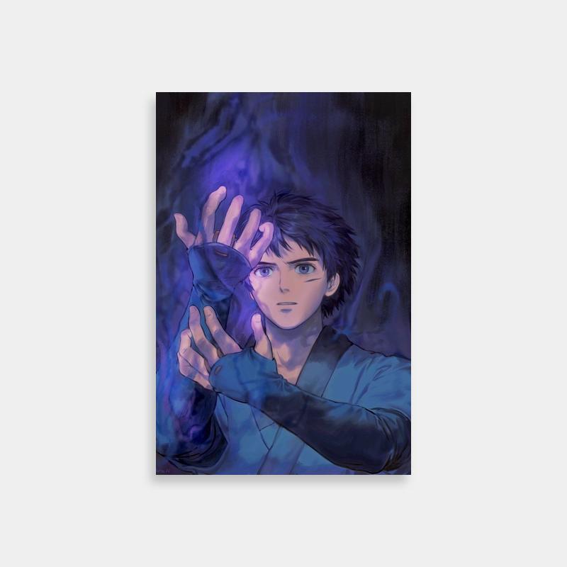 Princess Mononoke Ashitaka Poster - Man with Purple Light Behind Him