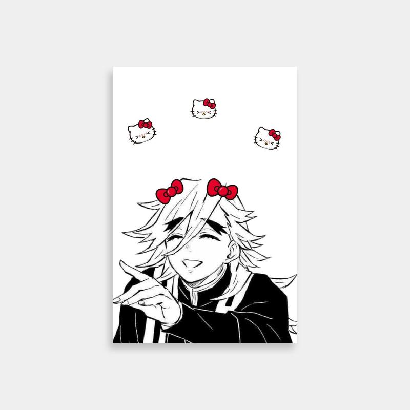 Charming Doma Demon Slayer Poster - Red Bows Anime Character