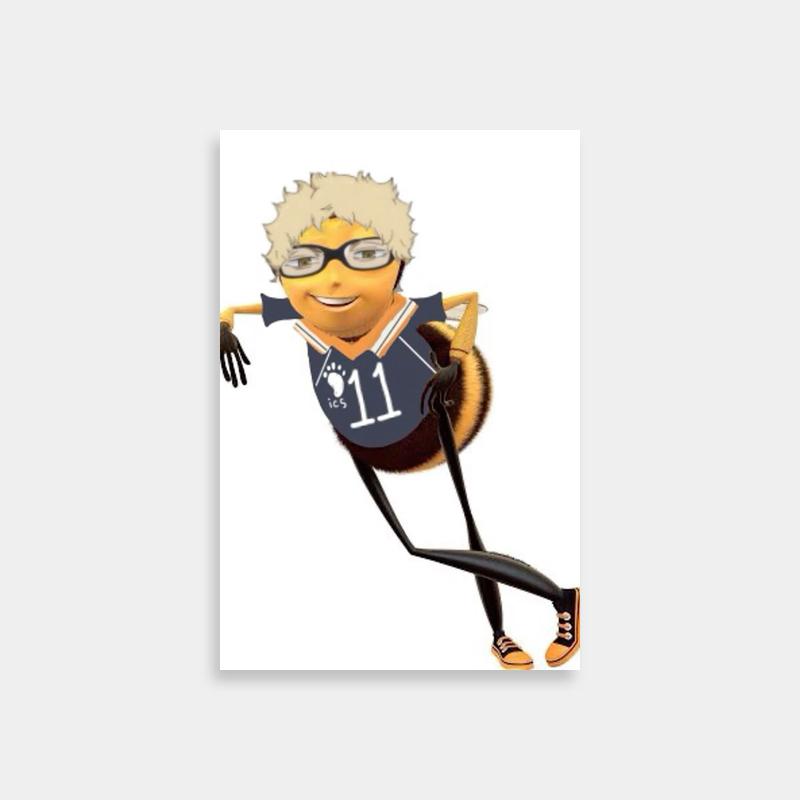 Kei Tsukishima Anime Poster - Glasses & Tennis Racket Art - Akira Series