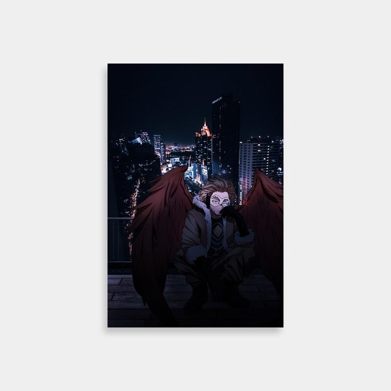 Hawks My Hero Academia Poster - Winged Hero on Rooftop