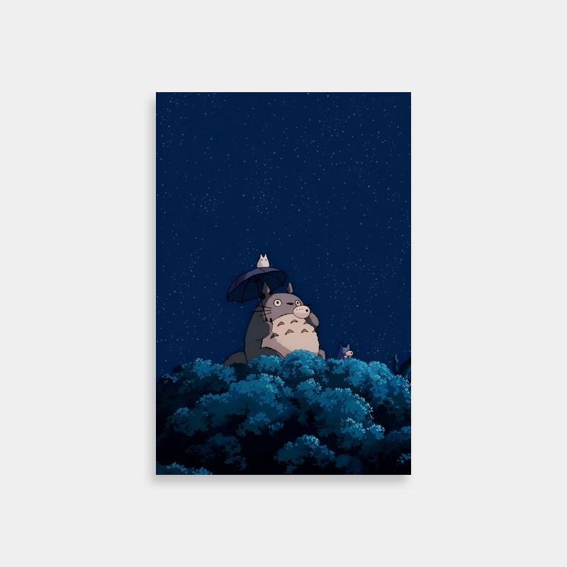 Umbrella Totoro Night Sky Art - My Neighbor Totoro Print