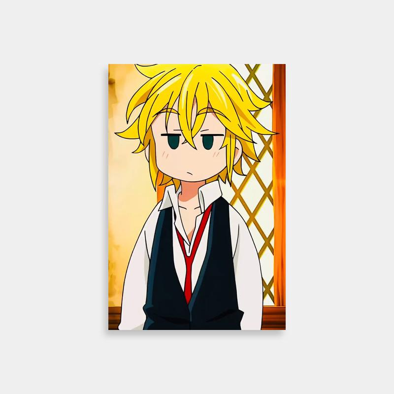 Seven Deadly Sins Meliodas Anime Poster - Blonde Hair & Black Vest