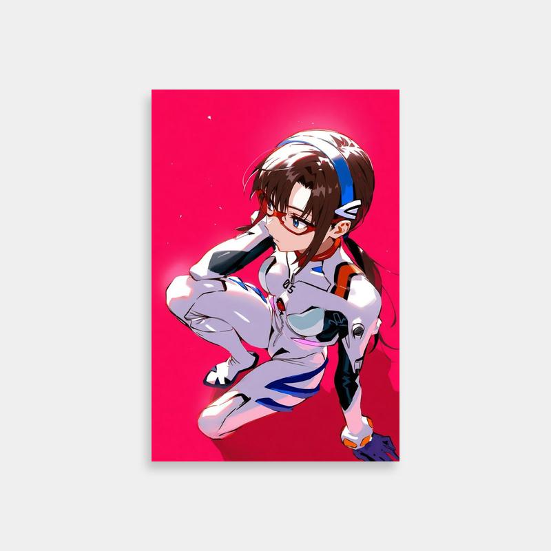 Mari Illustrious Makinami Neon Genesis Evangelion Wall Art - Pink Background Pose