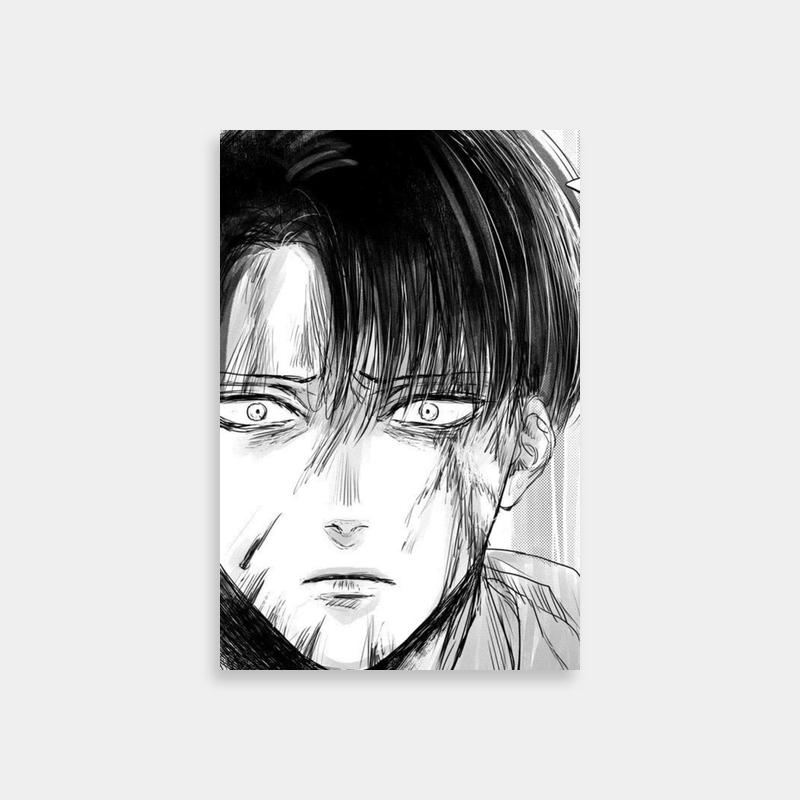Levi Ackerman Attack on Titan Drawing Poster - Black Hair and Glasses