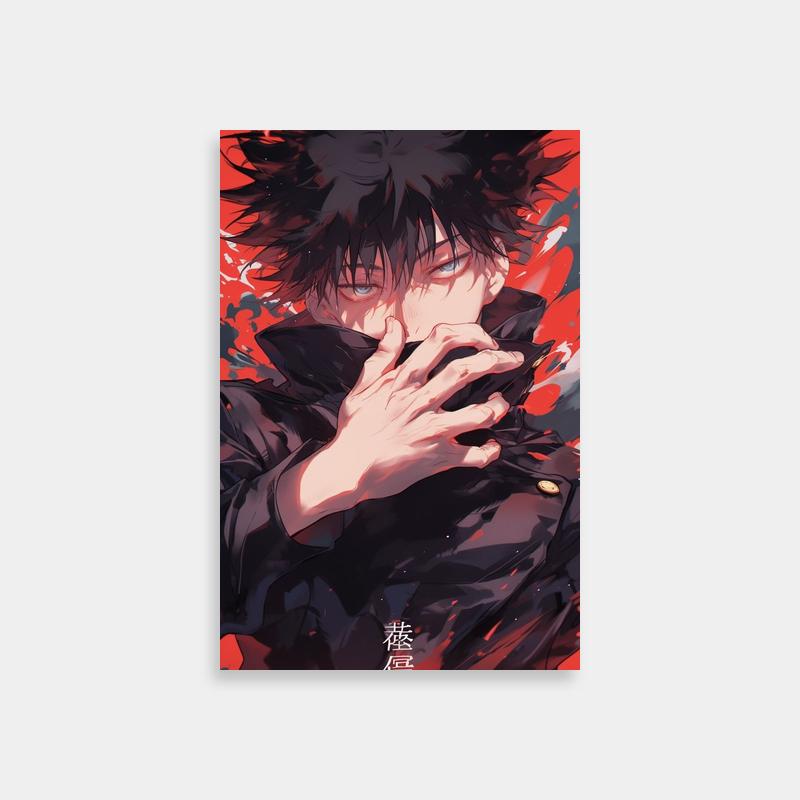 Megumi Fushiguro Jujutsu Kaisen Red Background Poster