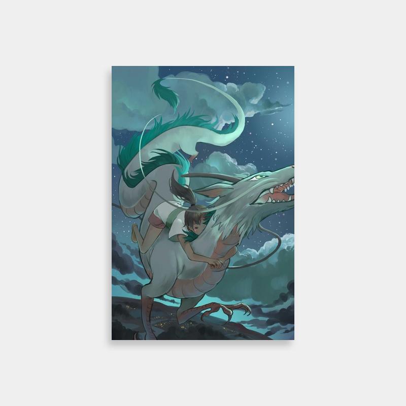 Spirited Away Dragon Ride Poster - Chihiro Ogino Wall Art