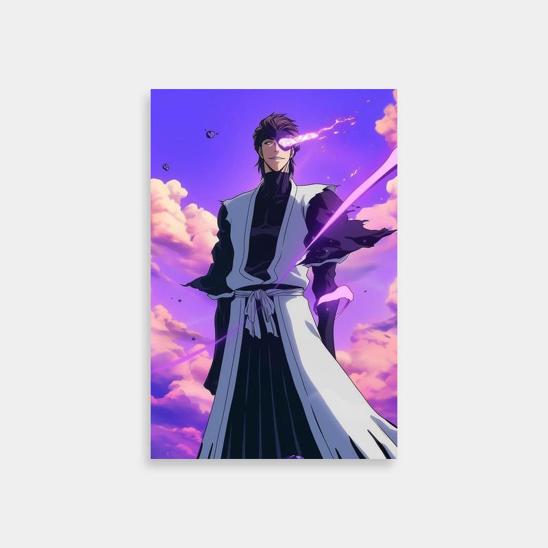 Aizen Sosuke Bleach Wall Art - Purple Clouds Background
