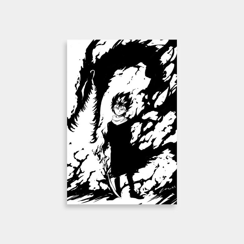 Hiei Yu Yu Hakusho Black & White Poster - Giant Wave Art