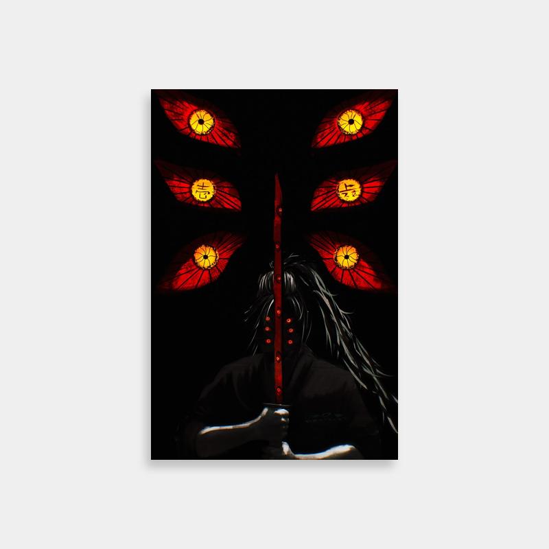 Kokushibo Stained Glass Night Poster - Demon Slayer Art