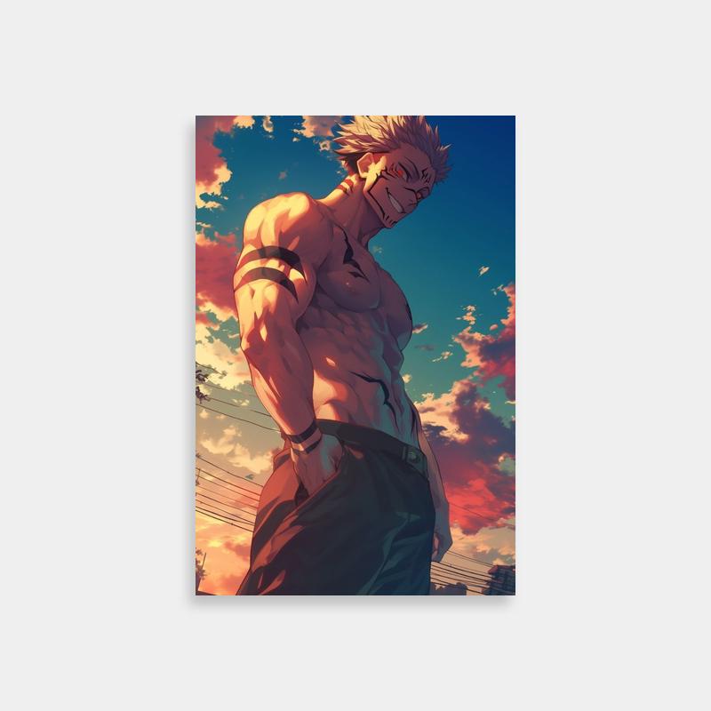 Sukuna Jujutsu Kaisen Anime Poster - Sky Background Pose